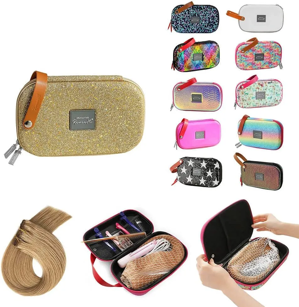 RemeeHi Lace Wig Travel Bag Storage Case, Hair Tools Hairdressing Bag, Stylist Cosmetic Organizer With Accessory Pockets Small G106