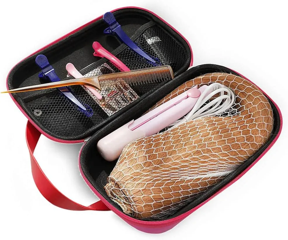 RemeeHi Lace Wig Travel Bag Storage Case, Hair Tools Hairdressing Bag, Stylist Cosmetic Organizer With Accessory Pockets Small G106