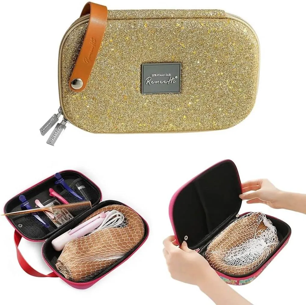 RemeeHi Lace Wig Travel Bag Storage Case, Hair Tools Hairdressing Bag, Stylist Cosmetic Organizer With Accessory Pockets Small G106