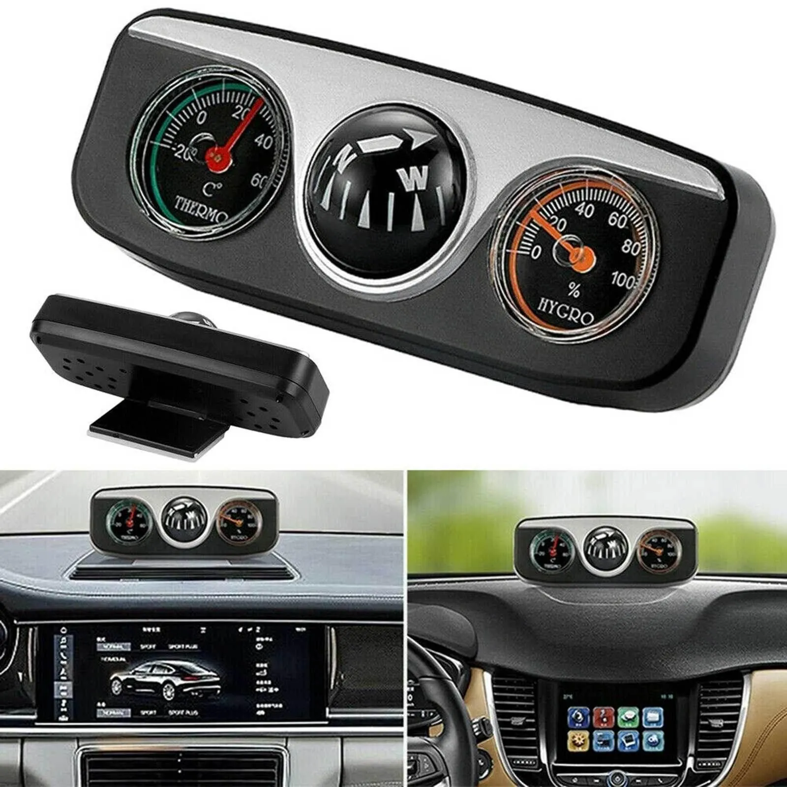 Retro Car Thermometer Compass - Stylish Automotive Accessory
