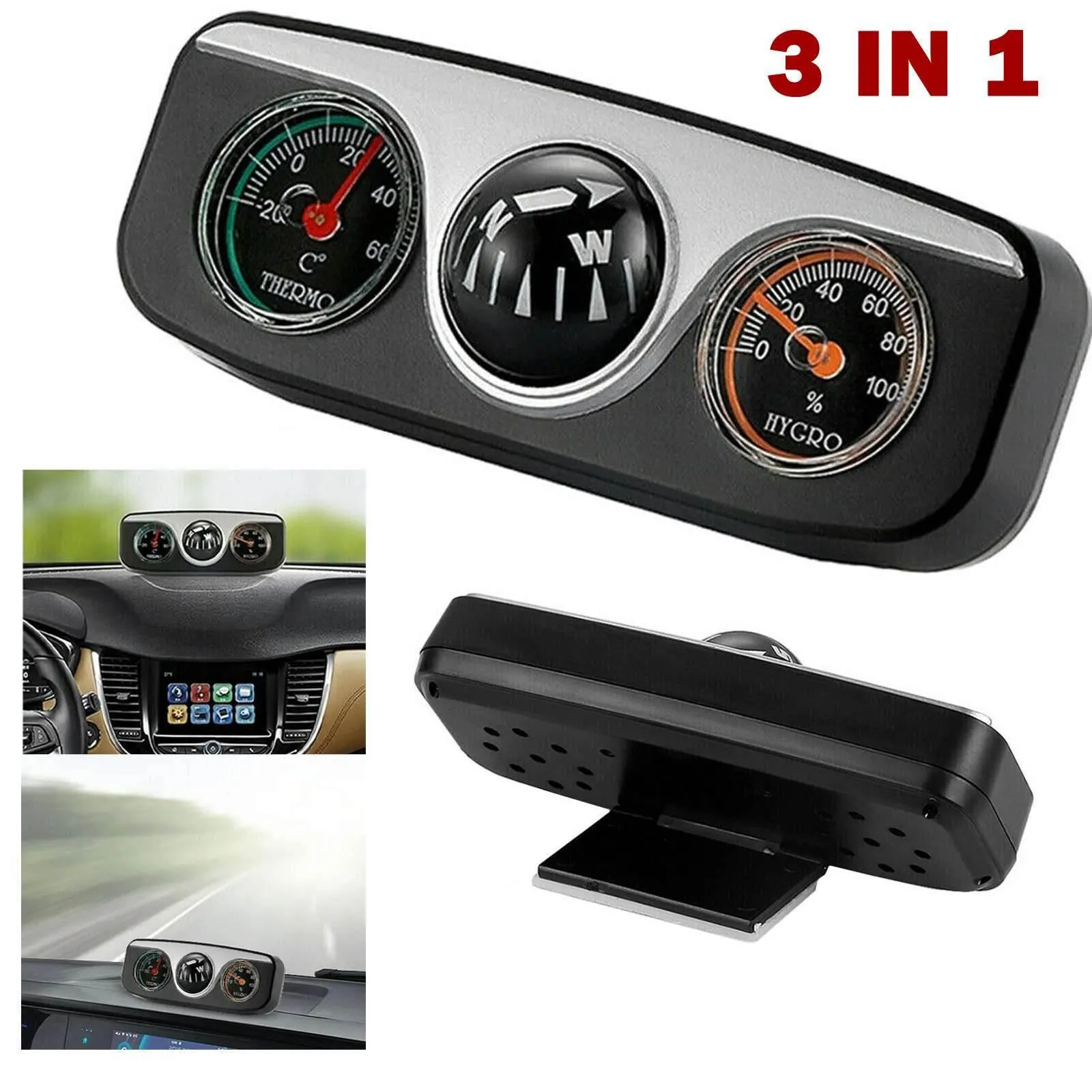 Retro Car Thermometer Compass - Stylish Automotive Accessory