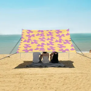 Retro Funny Air Balloon Beach Canopy Tent Anti-UV & Wind Resistant, Camping Sun Shelter Easy Setup Portable,Outdoor Shade Tents with Sandbags,Sand Shovels,Ground Pegs & Stability Poles