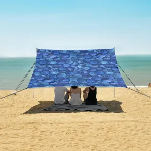 Ripe Juicy Black Blueberry Beach Canopy Tent Anti-UV & Wind Resistant, Camping Sun Shelter Easy Setup Portable,Outdoor Shade Tents with Sandbags,Sand Shovels,Ground Pegs & Stability Poles