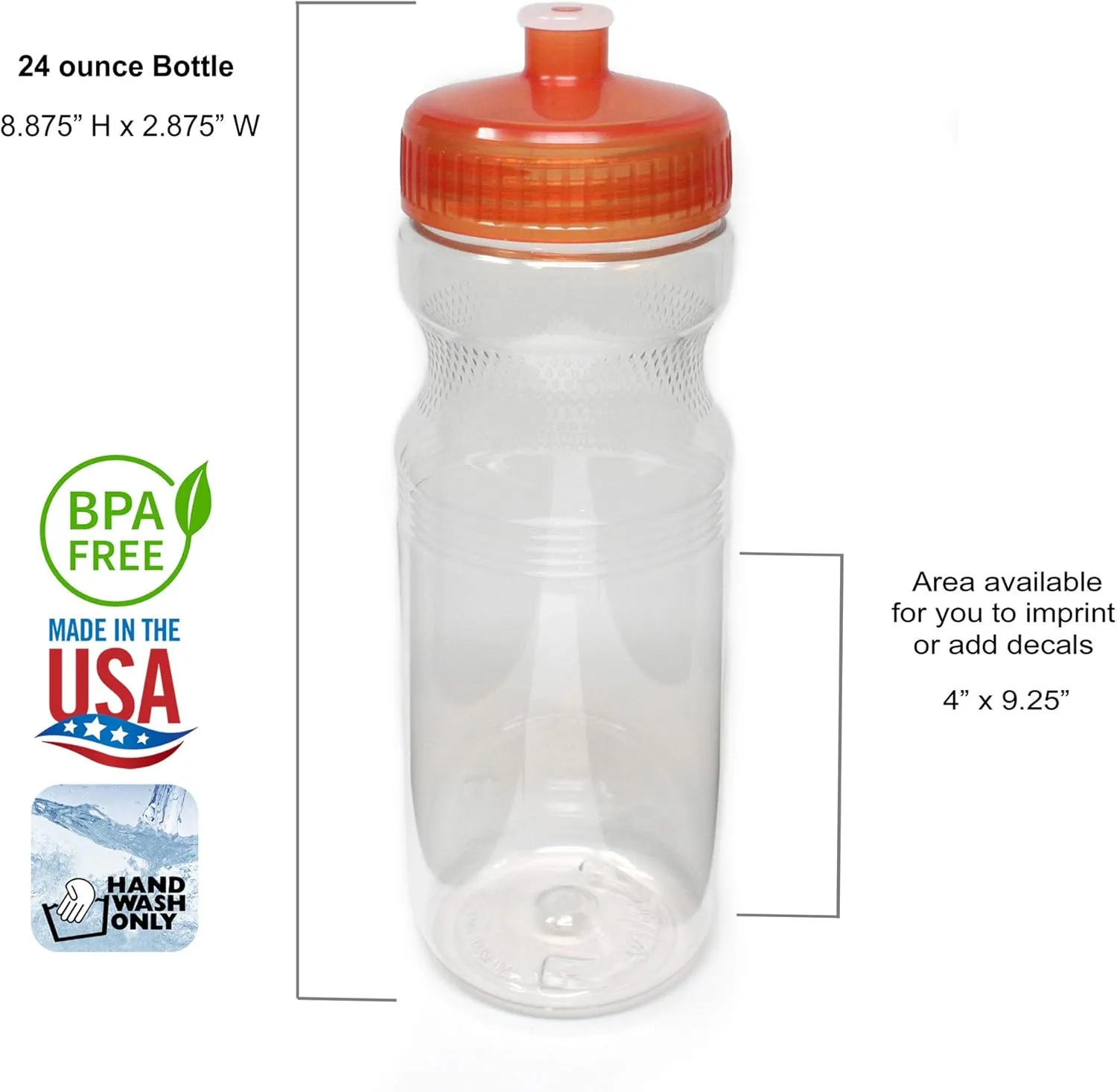 Rolling Sands BPA-Free 24 Ounce Water Bottles, Bulk 30 Pack, Made in USA