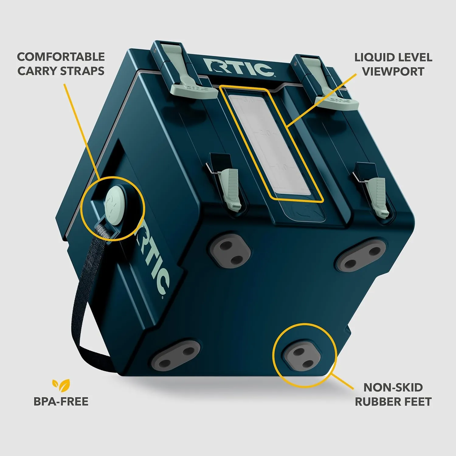 RTIC Halftime Water Cooler 3 Gallon Portable Carrier Container, Drink Beverage Dispenser, Stackable with 2 Taps, Bottleless, BPA-Free, for Sports, Camping, BBQ, Parties, Picnic, Marine/Fresh Mint