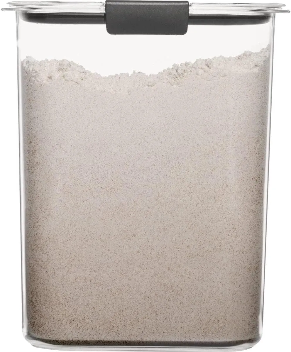 Rubbermaid Brilliance 16-Cup Airtight Food Storage Container with Lid Clear/Grey - optimal for pantry organization flour sugar and food storage