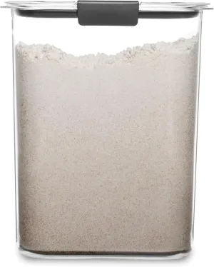 Rubbermaid Brilliance 16-Cup Airtight Food Storage Container with Lid Clear/Grey - optimal for pantry organization flour sugar and food storage