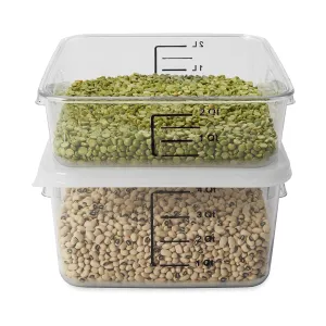 Rubbermaid Commercial Products-FG630400 Plastic Space Saving Square Food Storage Container For Kitchen/Sous Vide/Food Prep, 4 Quart, Clear, LID SOLD SEPARATELY (Pack of 2)