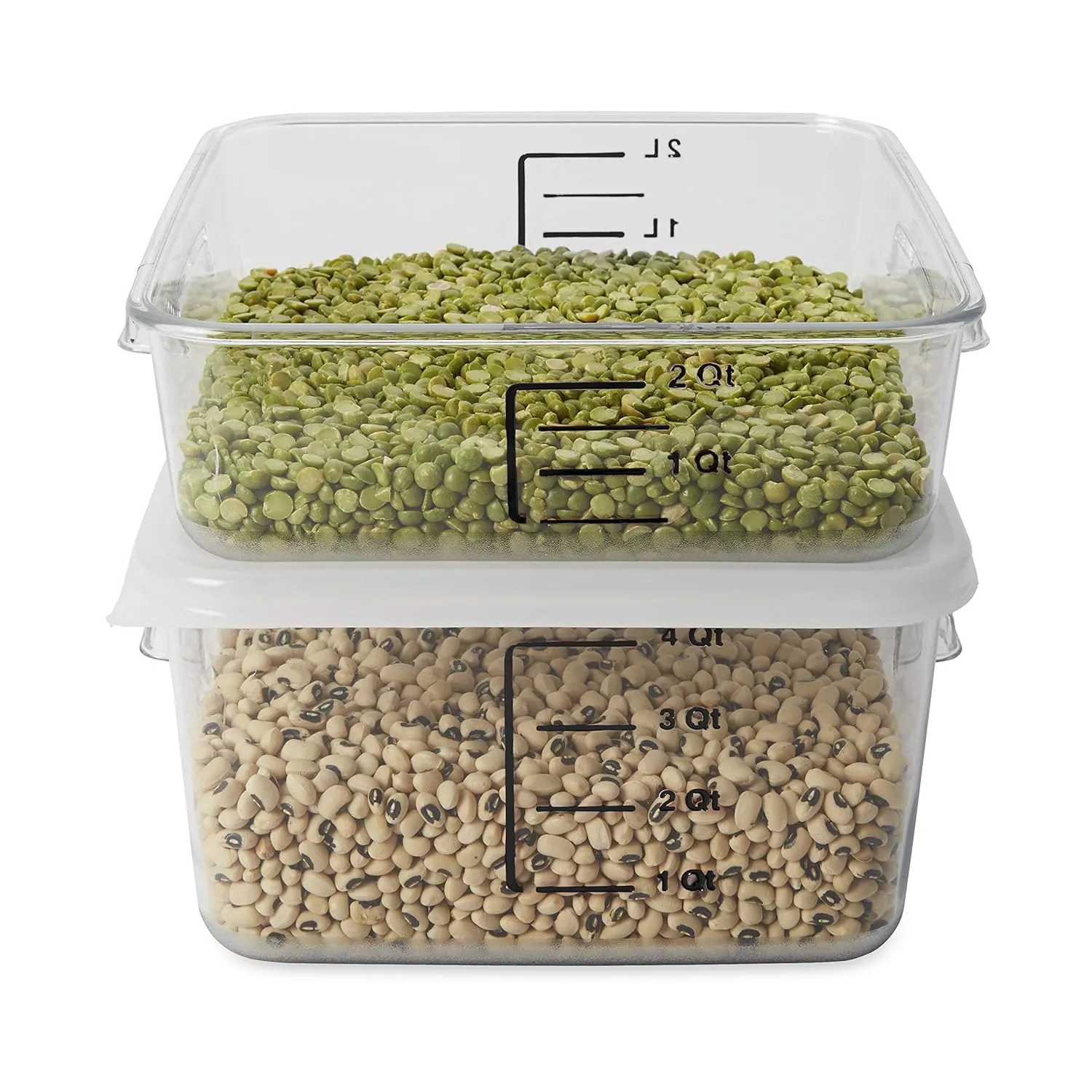 Rubbermaid Commercial Products-FG630400 Plastic Space Saving Square Food Storage Container For Kitchen/Sous Vide/Food Prep, 4 Quart, Clear, LID SOLD SEPARATELY (Pack of 2)