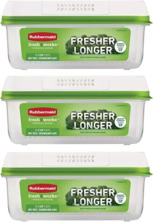Rubbermaid FreshWorks Produce Saver, Large Storage Containers With Lids, Pack of 3, 6-Piece Set