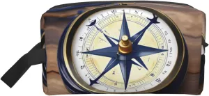 Sail Boat Nautical Compass Print Travel Toiletry Organizer Bag, Large Capacity Storage For Cosmetics, Toiletries