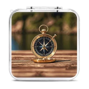 Sail Boat Nautical Compass Switch Game Case Switch Game Holder Cartridge Case Storage 12 Games & 2 Micro Sd Card Slots, Travel Carry Cases, Portable Games Card Storage, Hard Shell, Buckle Closure