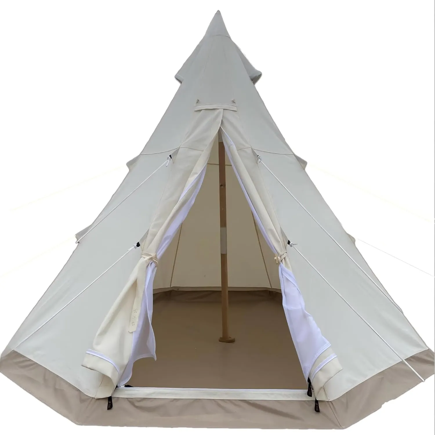 SAM & HAIBEI Canvas Teepee, 4 Season Glamping Teepee, Water-Resistant and Custom Camouflage Bell Tent (Pre-Order) – Beige in Stock! 9.85ft with Aluminum Pole.Lightweight Tent.