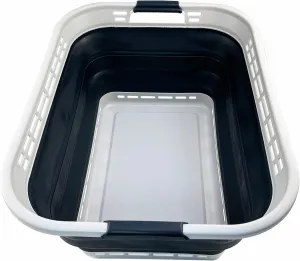 SAMMART 42L (11 Galloons) Collapsible Plastic Laundry Basket - Foldable Pop Up Storage Container/Organizer - Portable Washing Tub - Space Saving Hamper/Basket (Grey/Slate Grey) [BPA Free]