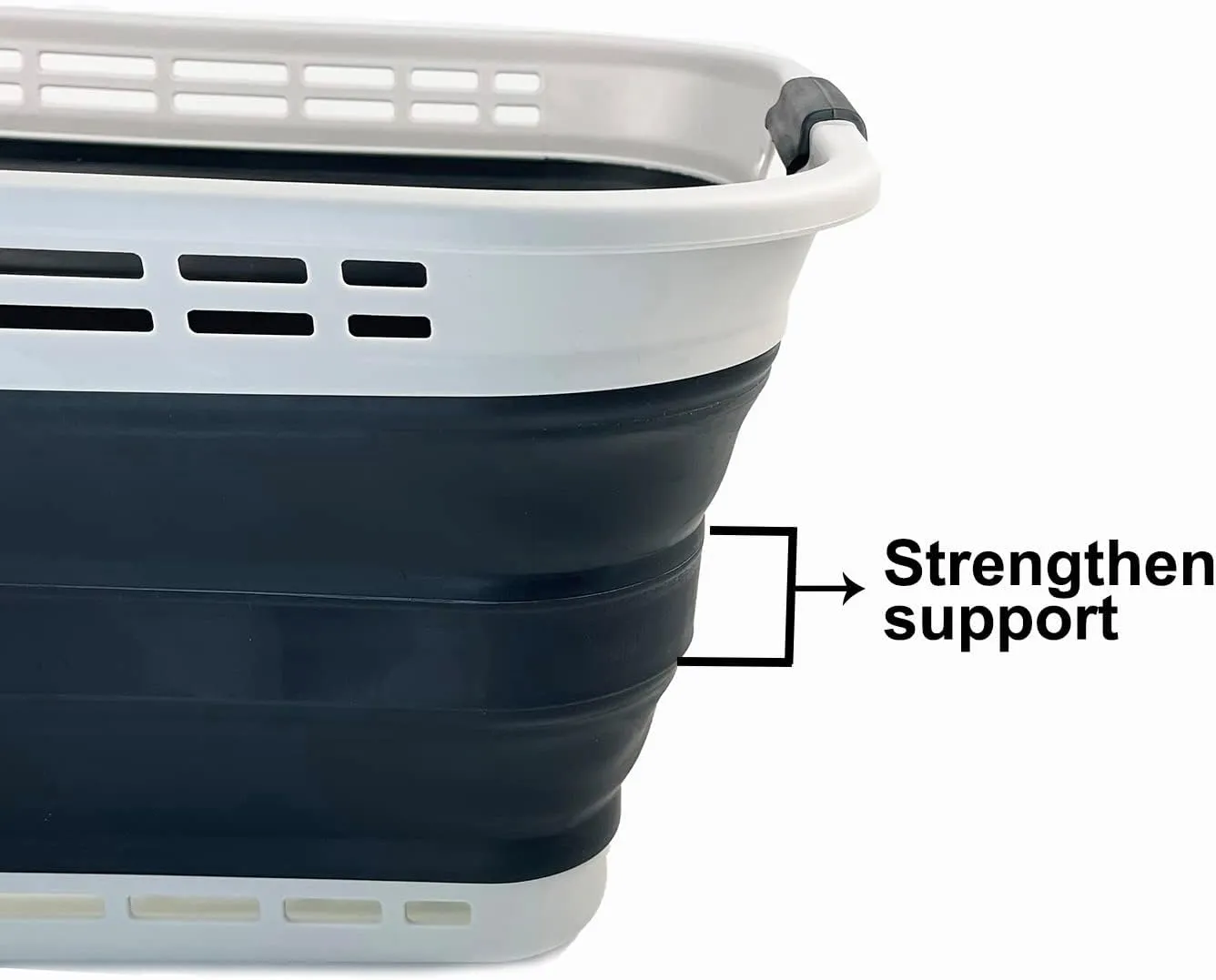 SAMMART 42L (11 Galloons) Collapsible Plastic Laundry Basket - Foldable Pop Up Storage Container/Organizer - Portable Washing Tub - Space Saving Hamper/Basket (Grey/Slate Grey) [BPA Free]