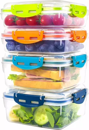 Sandwich Containers 4 Pcs - Reusable Airtight & BPA-Free Kitchen Storage Containers - Microwave & Dishwasher Safe 2 Heightened Lunch Box and 2 Normal Size