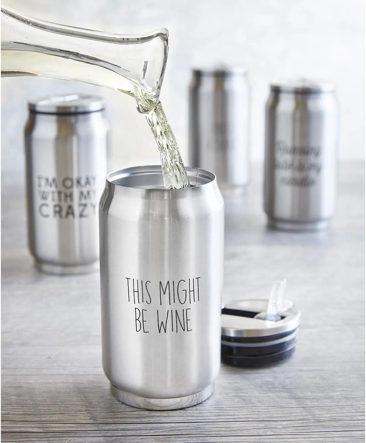 SB Design SIPS Stainless-Steel Insulated Can (Tumbler) with Lid and Collapsible Straw, 10-Ounces, This Might Be Wine