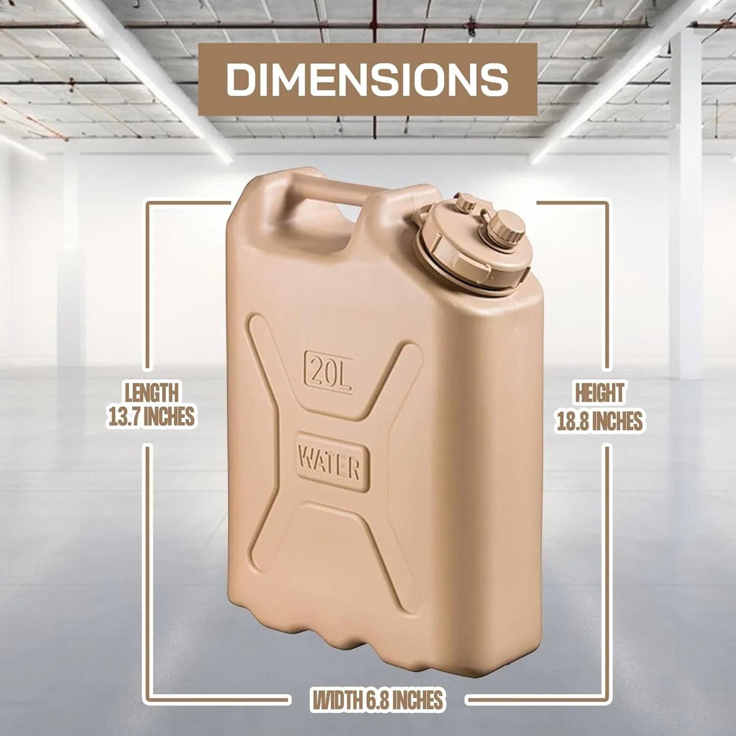 Scepter BPA Durable 5 Gallon 20 Liter Portable Military Water Storage Container for Camping, Outdoors and Emergency Management