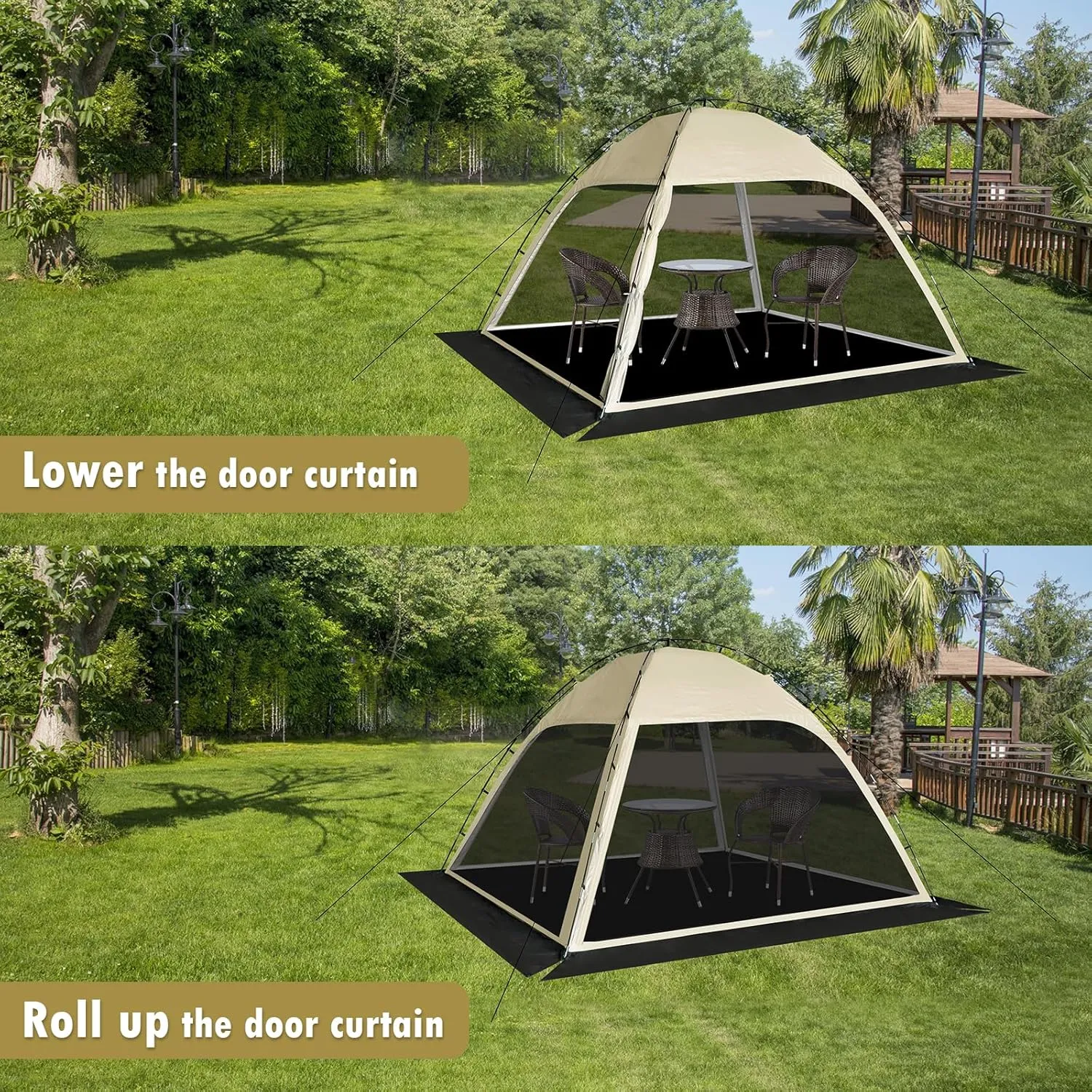 Screen Tent with Removable Floor, Siebwin Large 10'x10' Gazebos with Mosquito Netting and Removable Floor Sunproof Outdoor Canopy Tent for Backyard Party Outside Activities 1-Person Setup