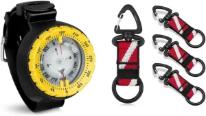Scuba Compass and 4Pack Scuba Octo Holder with Clips