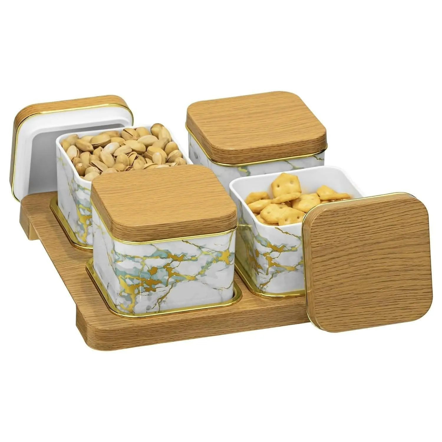 Selvel 4-Piece White Airtight Dry Fruit Container Tray Set With Lid (Polypropylene)