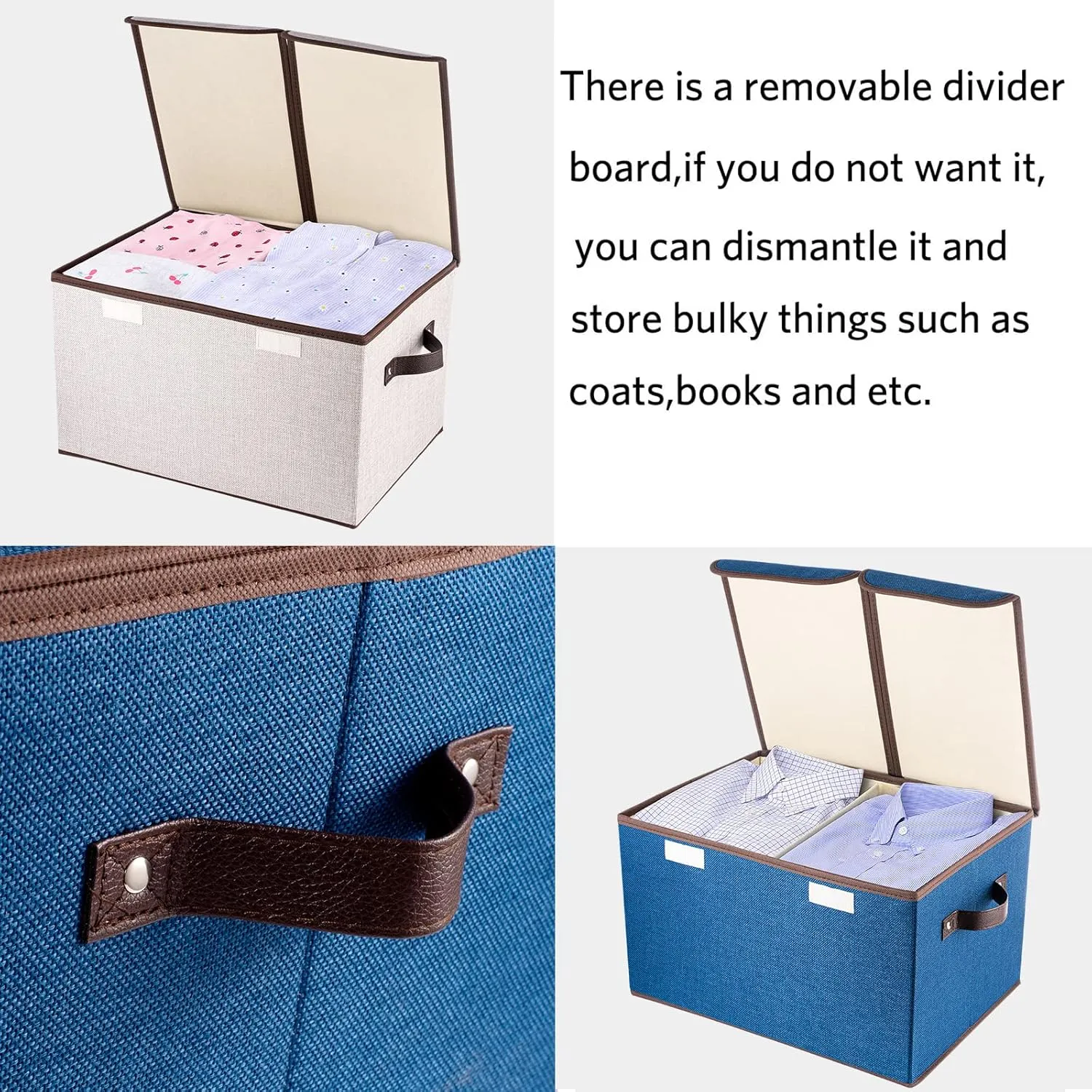 senbowe Larger Storage Cubes [4-Pack] 33 Quart Linen Fabric Foldable Collapsible Storage Cube Bin Organizer Basket with Lid, Handles, Removable Divider For Home, Closet