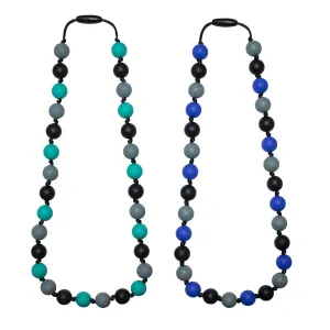 Sensory Chew Necklace for Kids, Chewy Necklaces 2Pcs for Boys and Girls with Autism ADHD SPD, Silicone Fidget Necklace for Toddler Teens to Reduces Anxiety and Stress