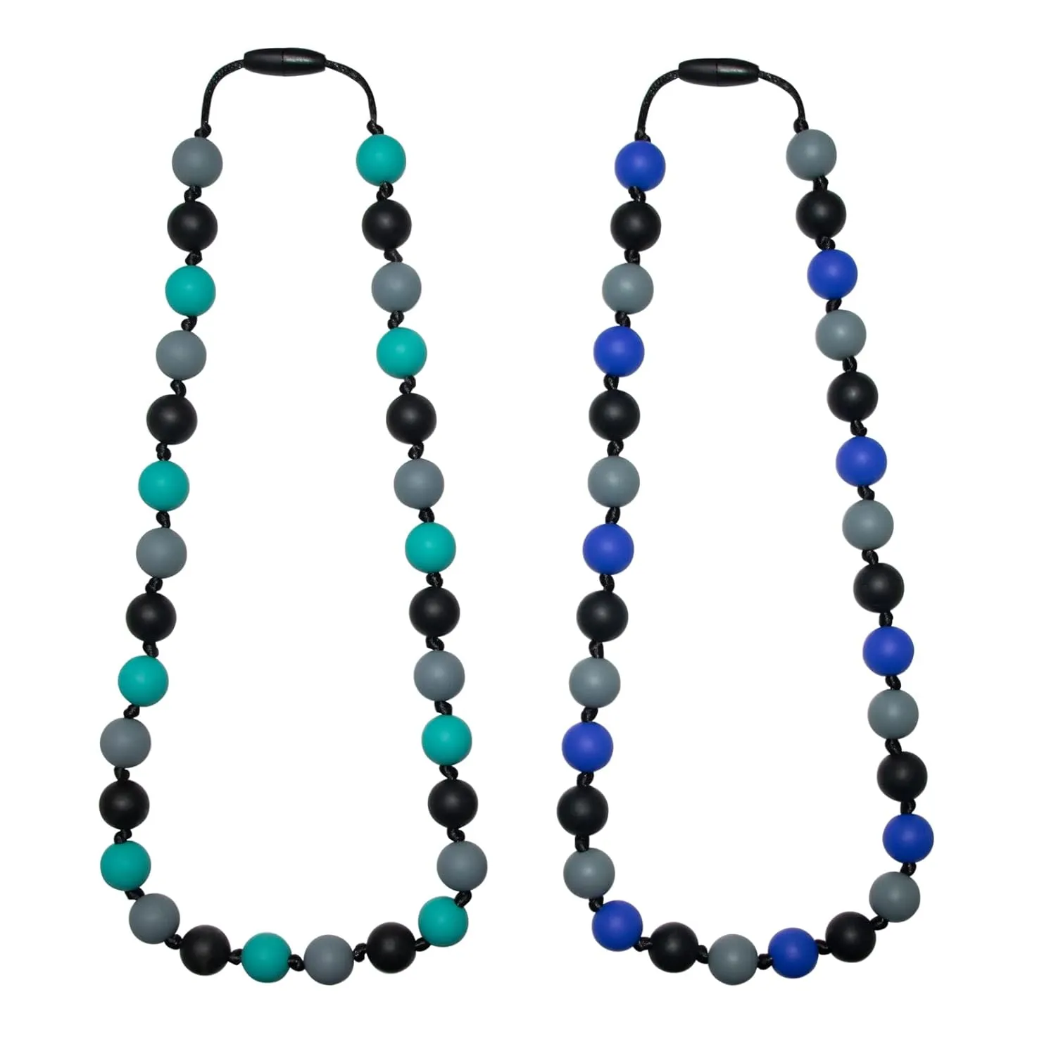 Sensory Chew Necklace for Kids, Chewy Necklaces 2Pcs for Boys and Girls with Autism ADHD SPD, Silicone Fidget Necklace for Toddler Teens to Reduces Anxiety and Stress
