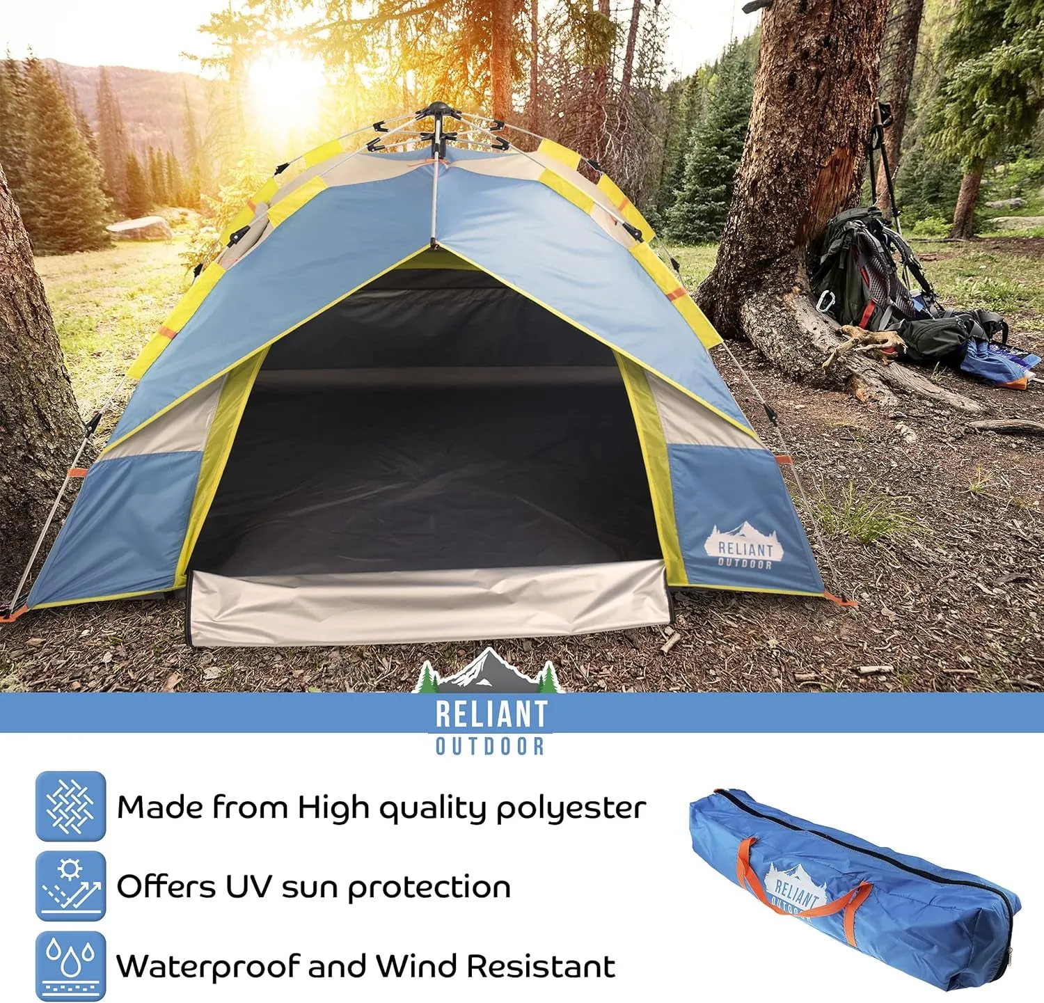 Setup, Instant Tent Camping with Machine learning Windproof and Waterproof 3-Person Hiking Easy and 60 Second for Family Vast range