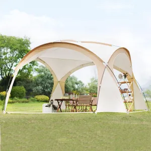 Shelter for Garden and Camping,Gazebo,Portable Sun Shelter Outdoor Tent 8-10 Person 4.2x4.2 Tent Family Canopy Tent,Perfect for Company Annual Meeting, Dinner (Color : Brown, Size : Without)