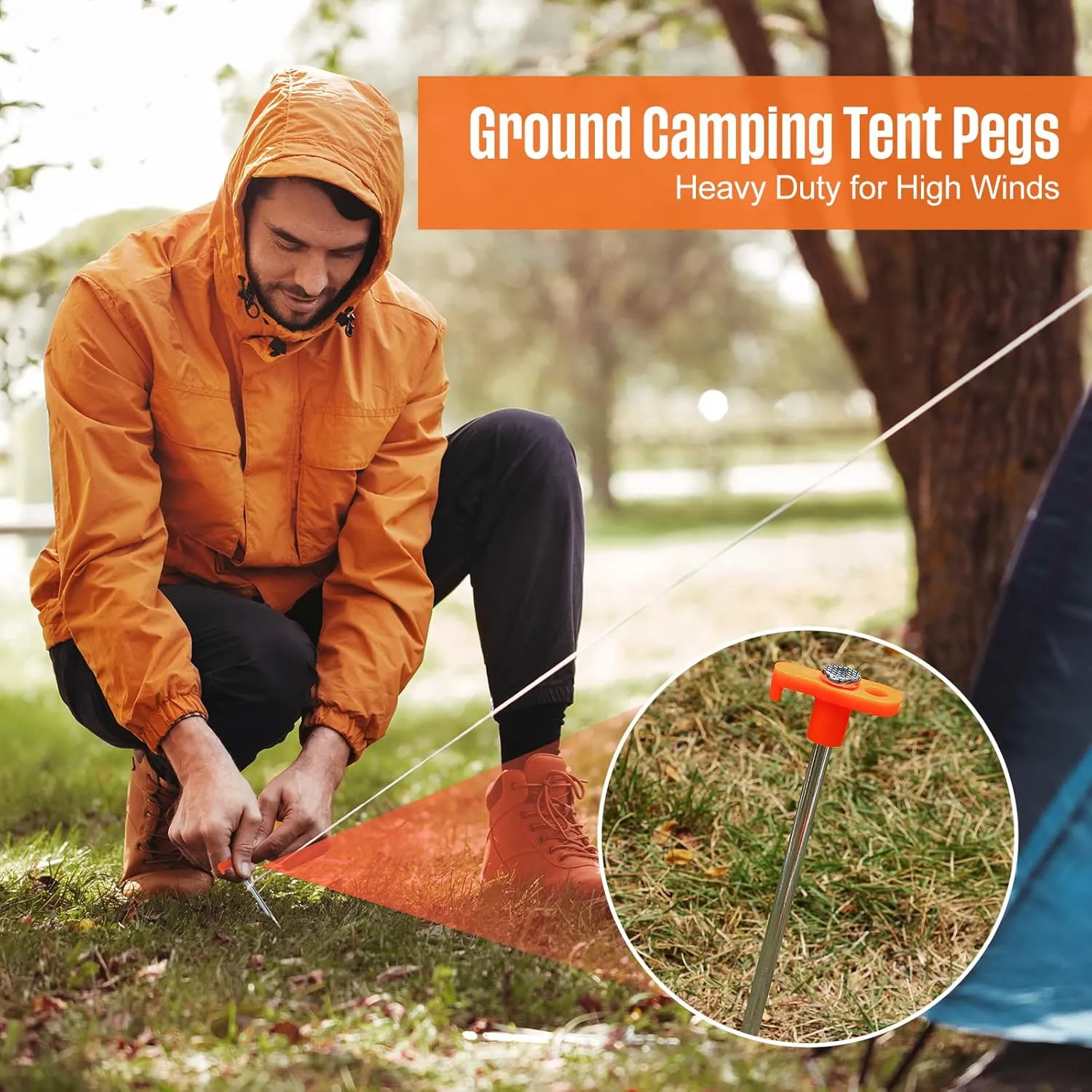 Shimeyao 10" Tent Stakes Camping Heavy Duty Stakes Bulk Metal Ground Pegs Camping Spikes Galvanized for Outdoor Pitching Canopy