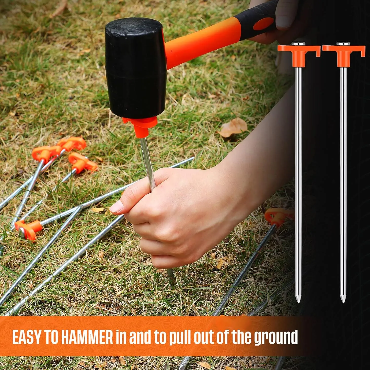 Shimeyao 10" Tent Stakes Camping Heavy Duty Stakes Bulk Metal Ground Pegs Camping Spikes Galvanized for Outdoor Pitching Canopy