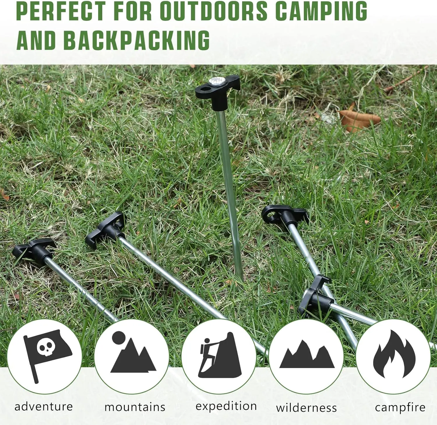 Shimeyao 10" Tent Stakes Camping Heavy Duty Stakes Bulk Metal Ground Pegs Camping Spikes Galvanized for Outdoor Pitching Canopy