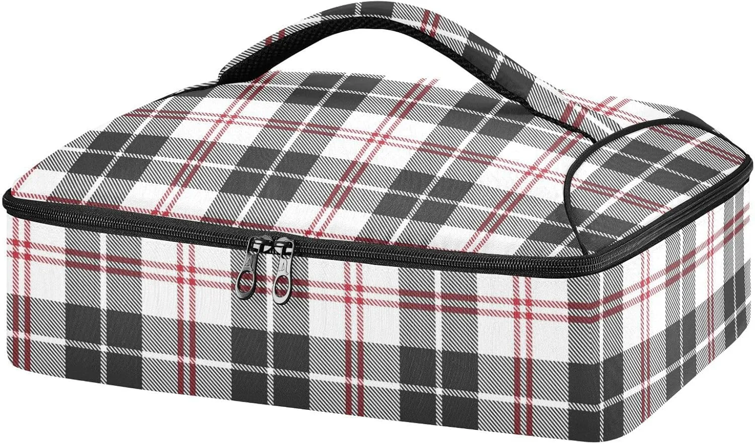 SHJI Casserole Cookware Red Glen Plaid Casserole Carriers Insulated Casserole Dish Carrier Bag Pizza Holder Tote for Hot or Cold Food Travel Party Picnic