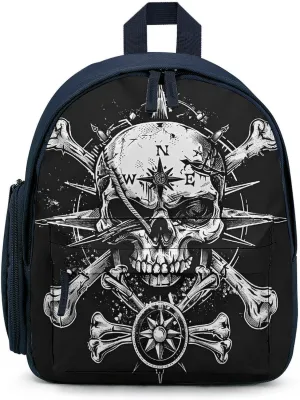 Skull Navigation Bones Compass Unisex Small Backpack Lightweight Cute Shoulder Bag Travel Daypack