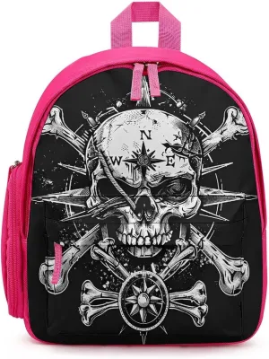 Skull Navigation Bones Compass Unisex Small Backpack Lightweight Cute Shoulder Bag Travel Daypack