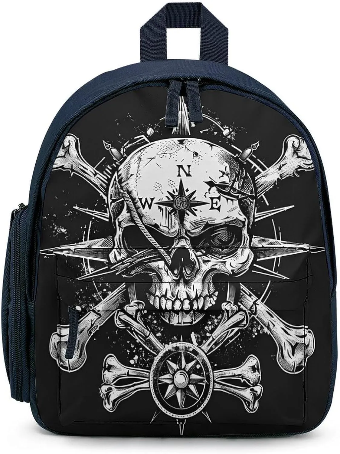 Skull Navigation Bones Compass Unisex Small Backpack Lightweight Cute Shoulder Bag Travel Daypack