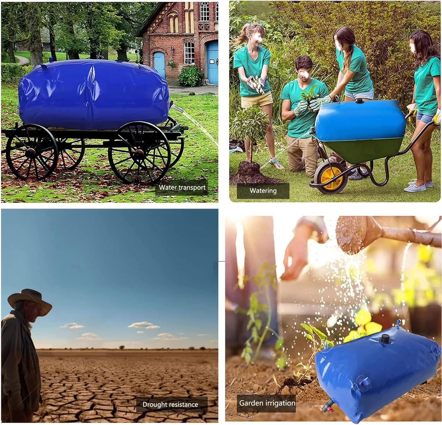 Soft Drought-Resistant Water Bag ,Collapsible Water Storage Bladder for Drought-Resistant, Large Capacity Emergency Water Tank , Outdoor Flexible Rainwater Bag ( Size : 0.8*0.43*0.34m/110 L/29 gallon