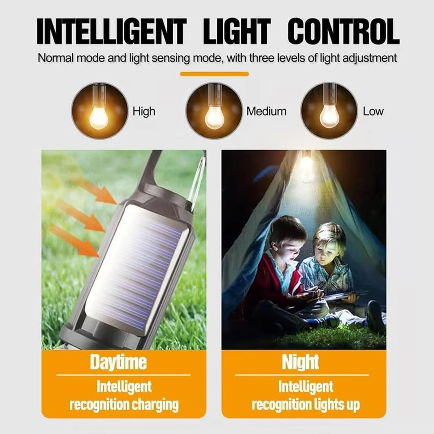 Solar Rechargeable Hooked Camping Light, Solar Tent Lights USB Rechargeable LED Camping Lantern, Outdoor Hanging Light Bulbs, Portable Outdoor Waterproof Emergency Light Bulb (Conical,4 PCS)