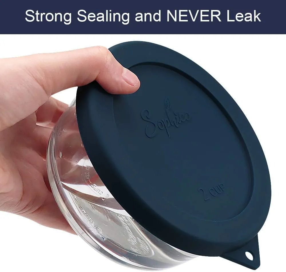 Sophico 2 Cup Round Silicone Storage Cover Lids Replacement for Pyrex 7200-PC and Anchor Hocking Glass Bowls (Container not Included) (MIX-6pack)