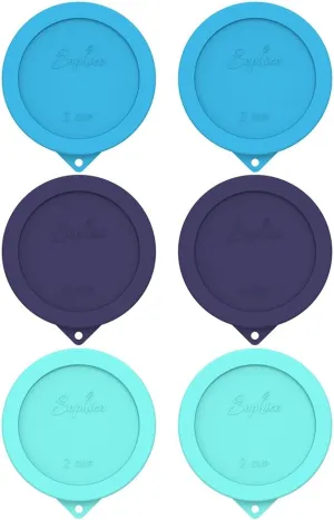 Sophico 2 Cup Round Silicone Storage Cover Lids Replacement for Pyrex 7200-PC and Anchor Hocking Glass Bowls (Container not Included) (MIX-6pack)