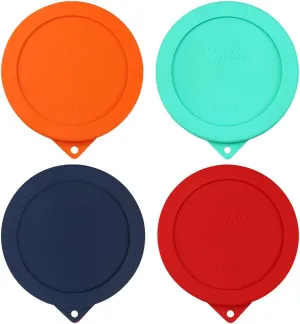 Sophico 4 Cup Round Silicone Storage Cover Lids Replacement for Anchor Hocking and Pyrex 7201-PC Glass Bowls (Container not Included) (Mix) 4 Pack