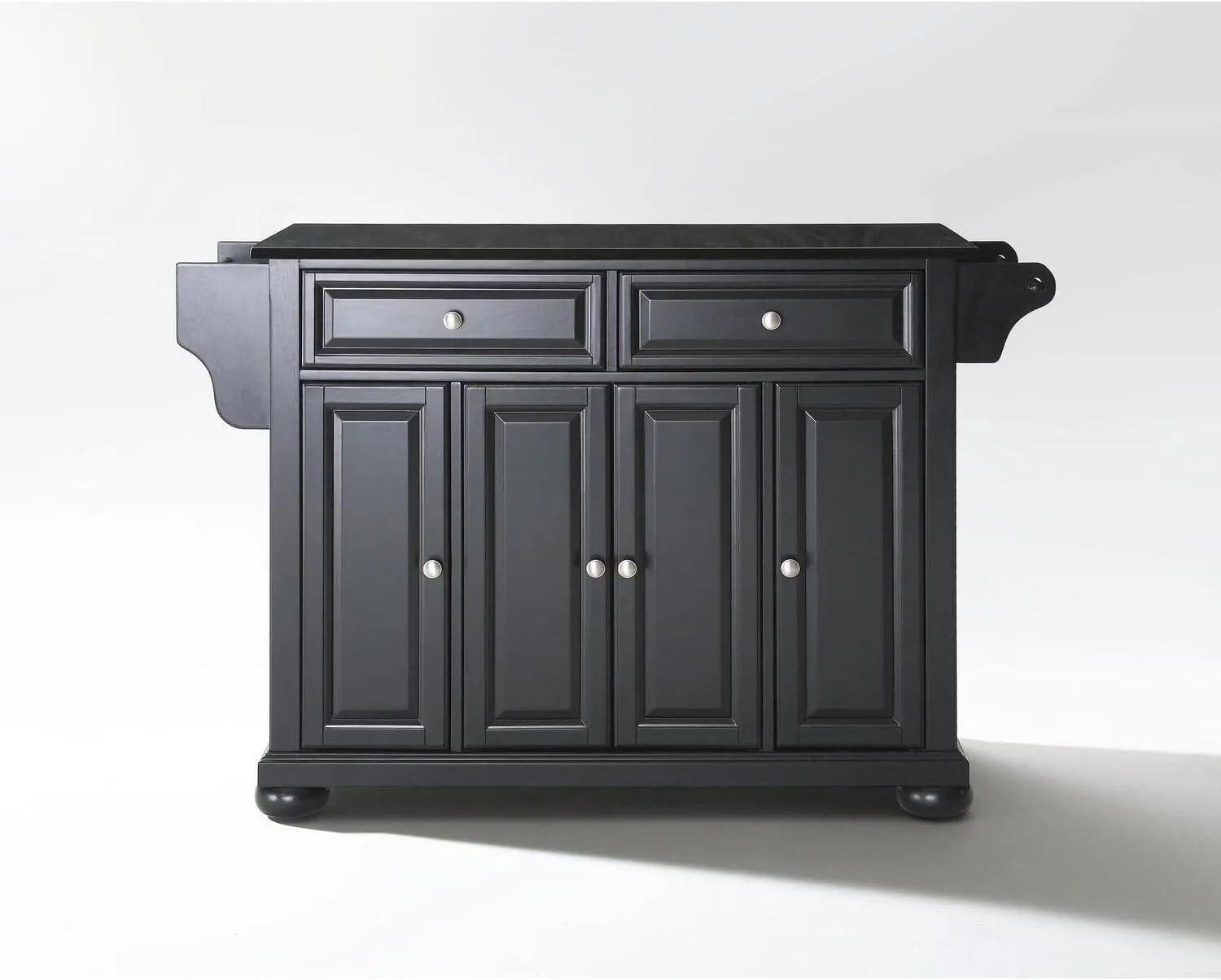 Sophisticated Simplicity Full Size Kitchen Island with Spacious Countertop, Portable Design, Modern Kitchen Furniture, Convenient Storage Drawers Black/Black Marble Top