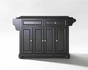 Sophisticated Simplicity Full Size Kitchen Island with Spacious Countertop, Portable Design, Modern Kitchen Furniture, Convenient Storage Drawers Black/Black Marble Top