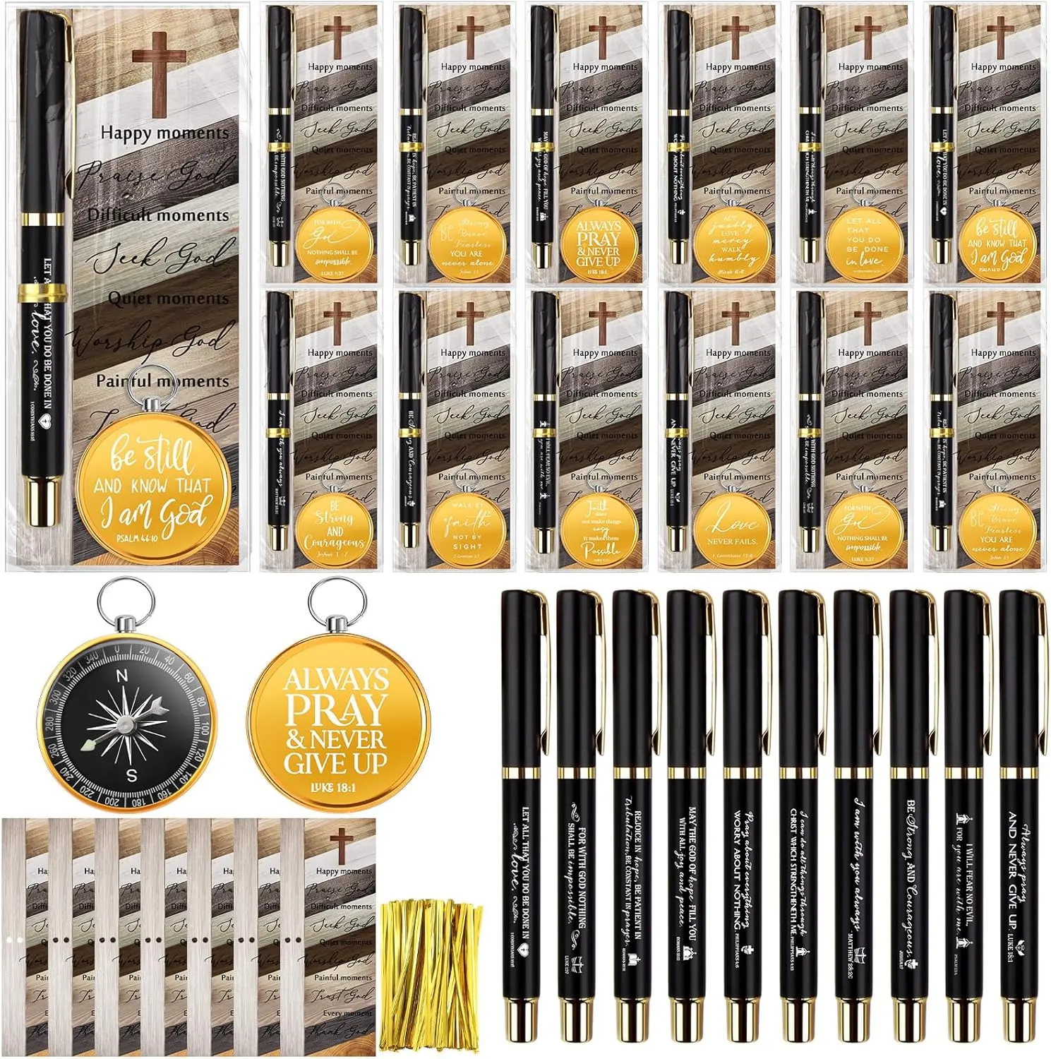 Spakon Father's Day Christian Gifts for Men Bible Verse Compass Pen Religious Bookmark Inspirational Church Gifts for Members Pastors Women