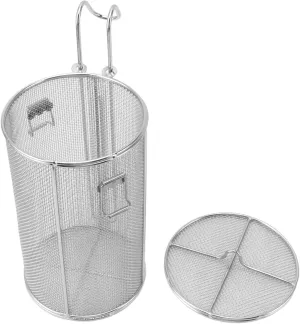Spice Seasoning Strainer, 13 x 26 x 21cm Stainless Steel Spice Ball Infuser, Collapsible Telescopic Handle Soup Seasonings Seperation Basket with Lid for Cooking