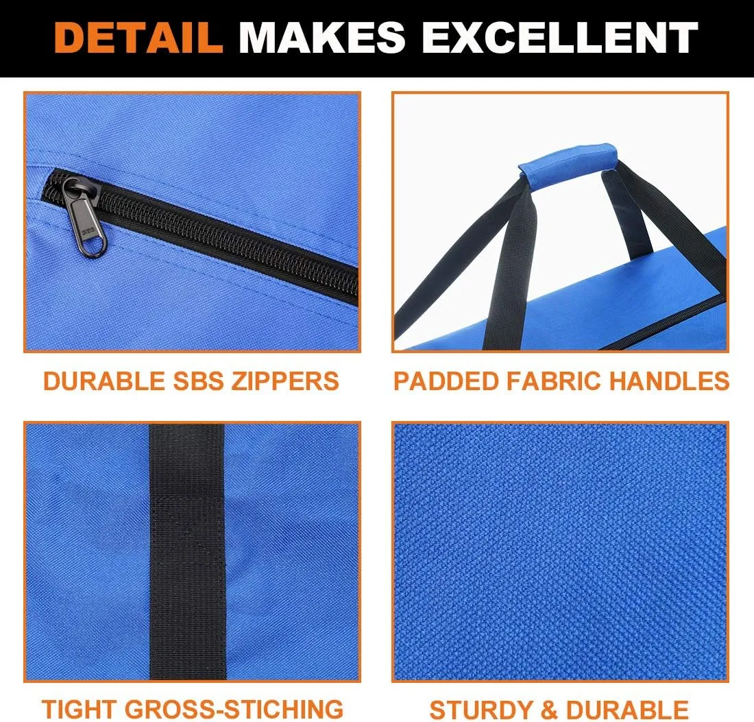 Sports Duffle Bag - Extra Large Travel Duffel Luggage Bag with Upgrade Zipper, Sturdy & Water Resistant, Black (Blue 45inch 2Pack)