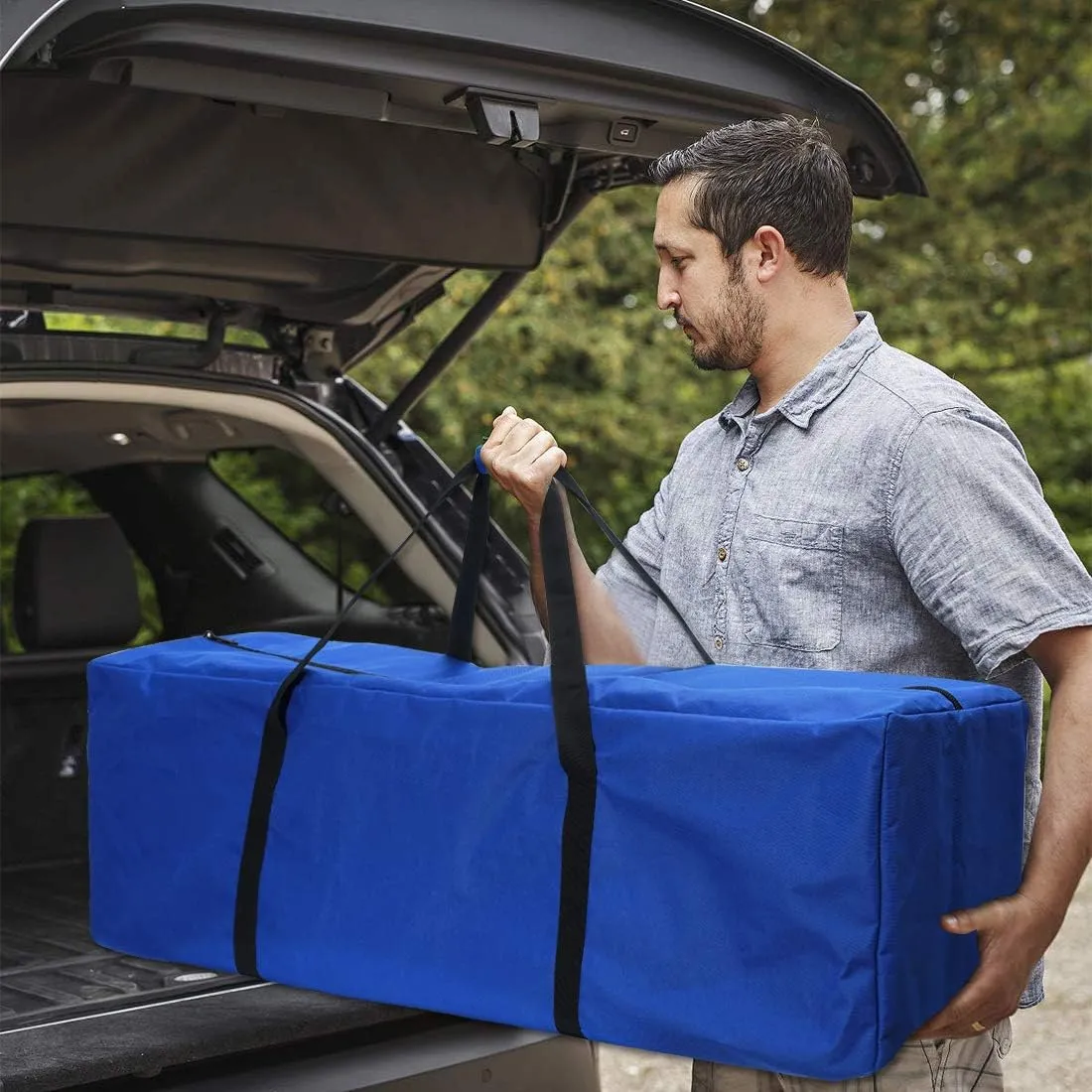 Sports Duffle Bag - Extra Large Travel Duffel Luggage Bag with Upgrade Zipper, Sturdy & Water Resistant, Black (Blue 45inch 2Pack)