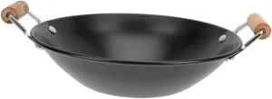 Stainless Steel Camping Cooking Pot with Wooden Handle Portable Wok for Hot Pot and Stir Frying Double Handle Design for Individual Meals and Outdoor Use
