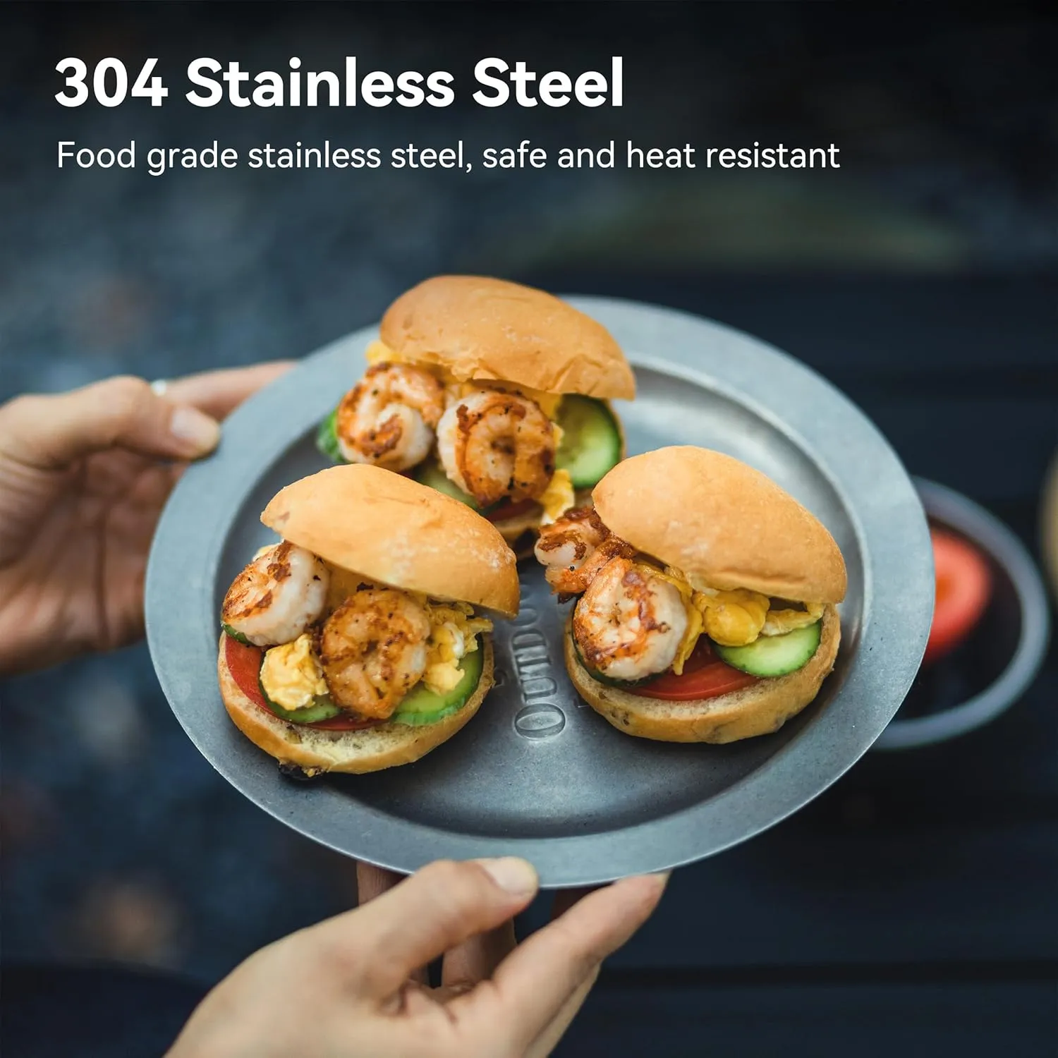 Stainless Steel Camping Plates 2pcs Set, Insulated Dinnerware Portable Cookware, for Outdoor Camping Hiking BBQ Picnic Home, Black